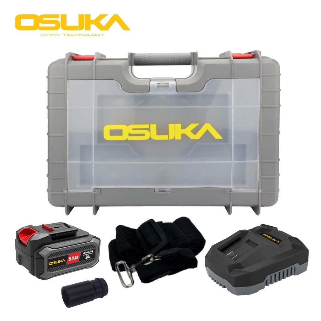 ของในกล่อง OSUKA OSID832-P1 กล่องเก็บ แบตเตอรี่ แท่นชาร์จ ลูกบล็อก และสายคล้อง